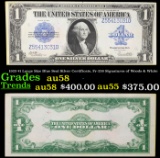 1923 $1 Large Size Blue Seal Silver Certificate, Fr-238 Signatures of Woods & White Grades Choice AU