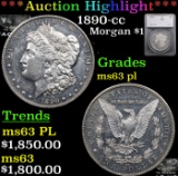 ***Auction Highlight*** 1890-cc Morgan Dollar $1 Graded ms63 pl By SEGS (fc)