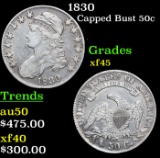 1830 Capped Bust Half Dollar 50c Grades xf+