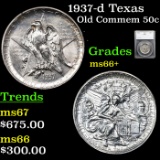 1937-d Texas Old Commem Half Dollar 50c Graded ms66+ By SEGS
