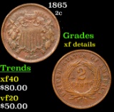 1865 Two Cent Piece 2c Grades xf details