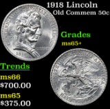1918 Lincoln Old Commem Half Dollar 50c Grades GEM+ Unc