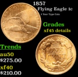 1857 Flying Eagle Cent 1c Grades xf details