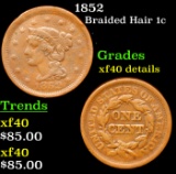 1852 Braided Hair Large Cent 1c Grades xf details