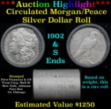 ***Auction Highlight*** Full Circ Mixed Morgan/Peace First Financial silver dollar roll, 20 coin 1