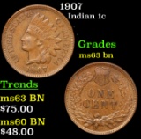 1907 Indian Cent 1c Grades Select Unc BN