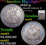 ***Auction Highlight*** 1842-p Seated Liberty Dollar $1 Graded ms62 By SEGS (fc)