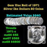 Full Roll Gem Unc 1971-s Silver Eisenhower 'Ike' Dollars. 20 Coins total.