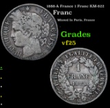 1888-A France 1 Franc KM-822 Grades vf+