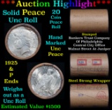 ***Auction Highlight*** Solid Uncirculated Peace silver dollar roll 1925 & P Ends, 20 coins (fc)