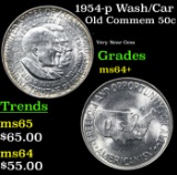 1954-p Wash/Car Old Commem Half Dollar 50c Grades Choice+ Unc