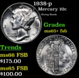 1938-p Mercury Dime 10c Grades GEM+ FSB