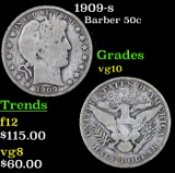 1909-s Barber Half Dollars 50c Grades vg+