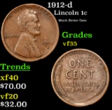 1912-d Lincoln Cent 1c Grades vf++