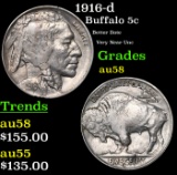 1916-d Buffalo Nickel 5c Grades Choice AU/BU Slider