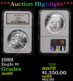***Auction Highlight*** NGC 1989 Silver Eagle Dollar $1 Graded ms69 By NGC (fc)