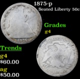 1875-p Seated Half Dollar 50c Grades g, good