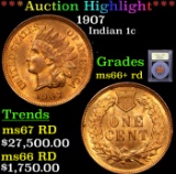 ***Auction Highlight*** 1907 Indian Cent 1c Grades GEM++ RD By USCG (fc)