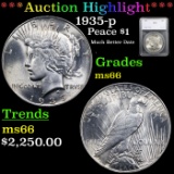 ***Auction Highlight*** 1935-p Peace Dollar $1 Graded ms66 By SEGS (fc)