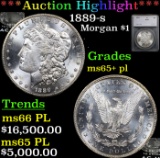 ***Auction Highlight*** 1889-s Morgan Dollar $1 Graded ms65+ pl By SEGS (fc)