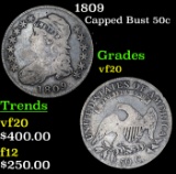 1809 Capped Bust Half Dollar 50c Grades vf, very fine