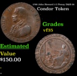 1790 John Howard 1/2 Penny Condor Token D&H-36 Grades vf++