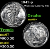 1942-p Walking Liberty Half Dollar 50c Grades GEM++ Unc