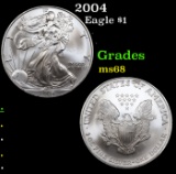 2004 Silver Eagle Dollar $1 Grades GEM+++ Unc