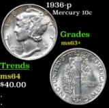 1936-p Mercury Dime 10c Grades Select+ Unc