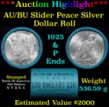 ***Auction Highlight*** Bank Of America 1925 & 'P' Ends Mixed Morgan/Peace Silver dollar roll, 20 co