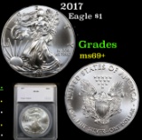2017 Silver Eagle Dollar $1 Graded ms69+ By SEGS