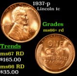 1937-p Lincoln Cent 1c Grades GEM++ RD