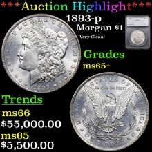 1893-p Morgan Dollar $1 Graded ms65+ By SEGS (fc)