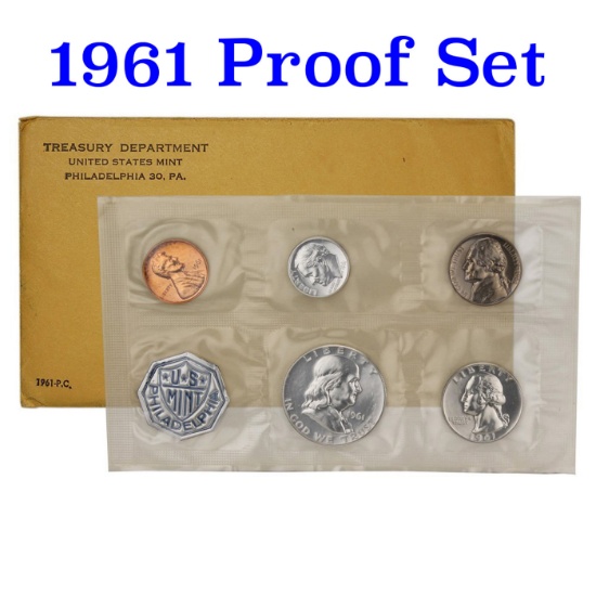 1961 United States Mint Proof Set In Original Evelope