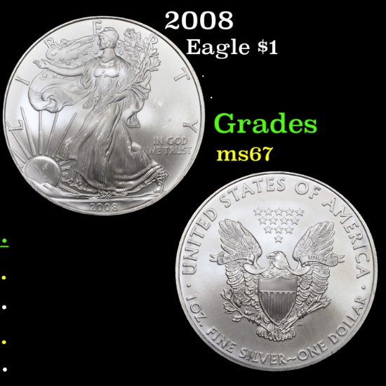 2008 Silver Eagle Dollar $1 Grades GEM++ Unc