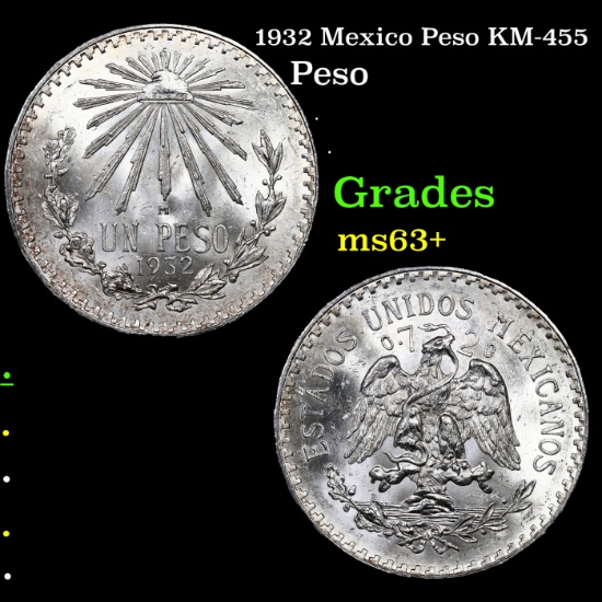 1932 Mexico Peso KM-455 Grades Select+ Unc