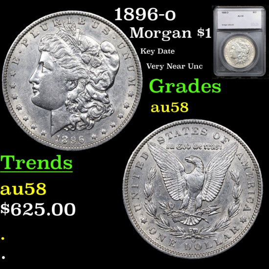 1896-o Morgan Dollar $1 Graded au58 By SEGS