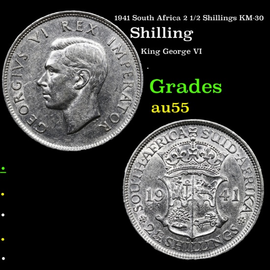 1941 South Africa 2 1/2 Shillings KM-30 Grades Choice AU
