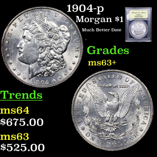 1904-p Morgan Dollar $1 Graded Select+ Unc By USCG
