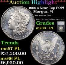 1900-s Morgan Dollar Near Top POP! $1 Graded ms66+