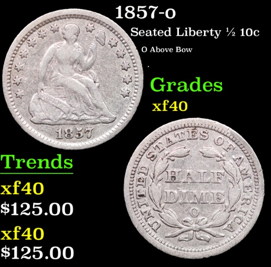 1857-o Seated Liberty Half Dime 1/2 10c Grades xf