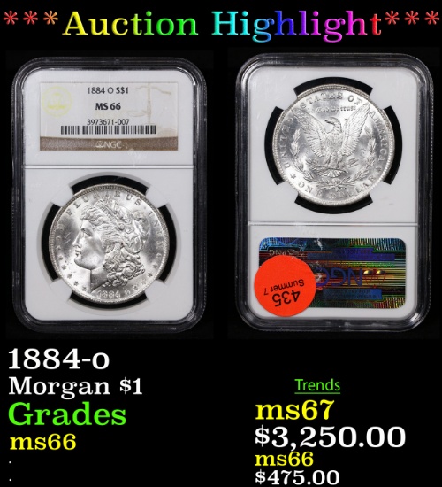 ***Auction Highlight*** NGC 1884-o Morgan Dollar $1 Graded ms66 By NGC (fc)