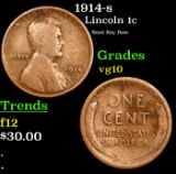 1914-s Lincoln Cent 1c Grades vg+