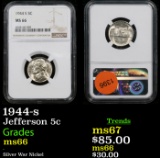 NGC 1944-s Jefferson Nickel 5c Graded ms66 By NGC