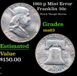 1961-p Franklin Half Dollar Mint Error 50c Grades Select Unc