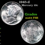 1945-d Mercury Dime 10c Grades Choice Unc FSB