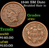 1846 SM Date Braided Hair Large Cent 1c Grades xf+++