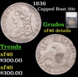 1836 Capped Bust Half Dollar 50c Graded xf40 details BY SEGS