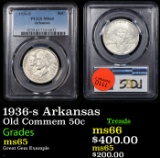 PCGS 1936-s Arkansas Old Commem Half Dollar 50c Graded ms65 By PCGS