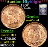 ***Auction Highlight*** 1907 Indian Cent 1c Graded Gem+ Unc RD By USCG (fc)